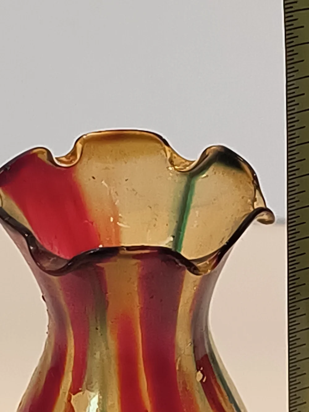 MCM Mini Kerosene Hurricane Lamp Multi-Color Amber Red Green Ruffled Chimney